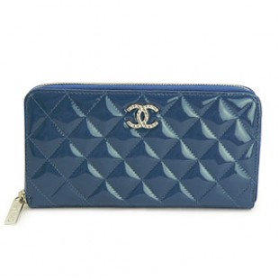 シャネル財布スーパーコピー CHANEL ラウンドファスナー パテントレザー ブリリアント キルティング ロイヤルブルー A50106 - 商品画像 2