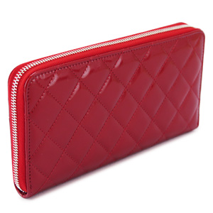 シャネル財布コピーCHANEL ラウンドファスナー パテントレザー ブリリアント キルティング レッド A50106 - 商品画像 6