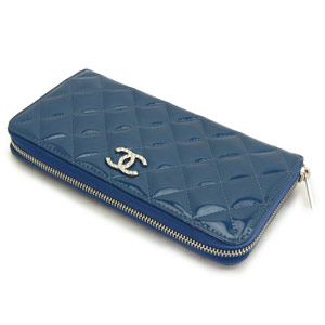 シャネル財布スーパーコピー CHANEL ラウンドファスナー パテントレザー ブリリアント キルティング ロイヤルブルー A50106 - 商品画像 4