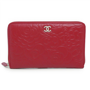 シャネル CHANEL 長財布 ラウンドファスナー カメリア エンボス レザー ココマーク マトラッセ レッド A50932 - 商品画像 6