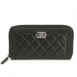 シャネルスーパーコピー財布 CHANEL ラウンドファスナー BOY CHANEL/ボーイシャネル ラムスキン キルティング マトラッセ ブラック A68733 - 商品画像 2