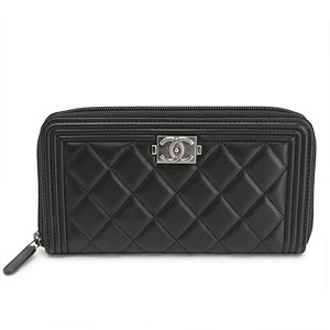 シャネルスーパーコピー財布 CHANEL ラウンドファスナー BOY CHANEL/ボーイシャネル ラムスキン キルティング マトラッセ ブラック A68733 - 商品画像 5