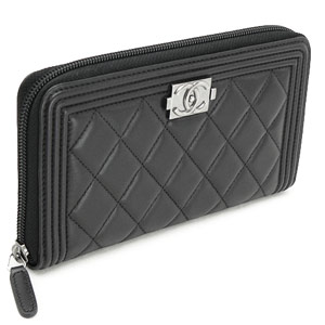 シャネルスーパーコピー財布 CHANEL ラウンドファスナー BOY CHANEL/ボーイシャネル ラムスキン キルティング マトラッセ ブラック A68733 - 商品画像 3
