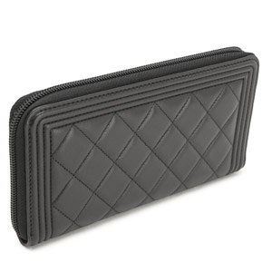 シャネルスーパーコピー財布 CHANEL ラウンドファスナー BOY CHANEL/ボーイシャネル ラムスキン キルティング マトラッセ ブラック A68733 - 商品画像 6