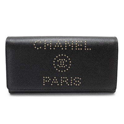 シャネル長財布スーパーコピー レディース CHANEL A80053 Y84046 94305 財布 二つ折り フラップ ドーヴィル スタッズ キャビアスキン レザー ブラック 黒 - 商品画像 6