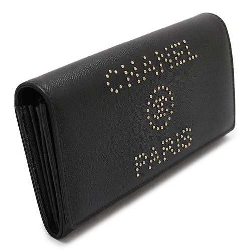 シャネル長財布スーパーコピー レディース CHANEL A80053 Y84046 94305 財布 二つ折り フラップ ドーヴィル スタッズ キャビアスキン レザー ブラック 黒 - 商品画像 3