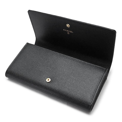 シャネル長財布スーパーコピー レディース CHANEL A80053 Y84046 94305 財布 二つ折り フラップ ドーヴィル スタッズ キャビアスキン レザー ブラック 黒 - 商品画像 4