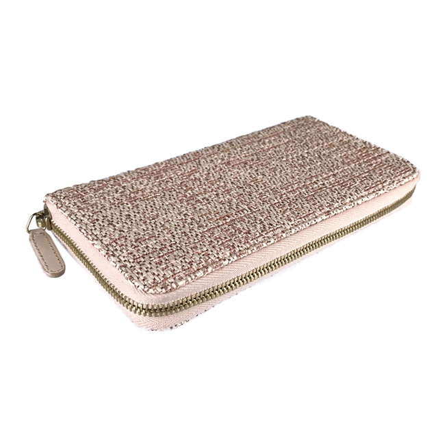 シャネルコピー CHANEL ドーヴィル ツイード ラウンドファスナー 長財布 A80056 ピンク ラフィア×カーフレザー レディース財布 - 商品画像 5