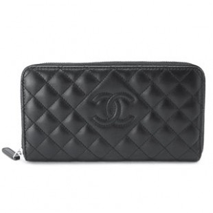 シャネルコピー財布 CHANEL ラウンドファスナー キルティング/マトラッセ レザー ココマーク ブラック A80110 - 商品画像 2