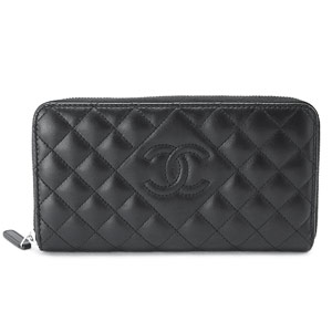 シャネルコピー財布 CHANEL ラウンドファスナー キルティング/マトラッセ レザー ココマーク ブラック A80110 - 商品画像 6