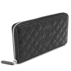 シャネルコピー財布 CHANEL ラウンドファスナー キルティング/マトラッセ レザー ココマーク ブラック A80110 - 商品画像 3