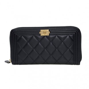 CHANEL BOY CHANEL・ボーイシャネル マトラッセ・キャビアスキン・GOLD金具・ラウンドファスナー長財布(ブラック) A80288 B02275 94305/BLACK - 商品画像 1