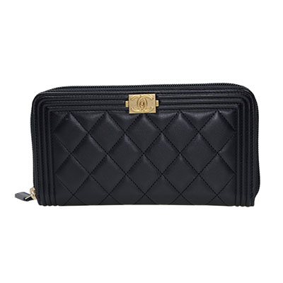 CHANEL BOY CHANEL・ボーイシャネル マトラッセ・キャビアスキン・GOLD金具・ラウンドファスナー長財布(ブラック) A80288 B02275 94305/BLACK - 商品画像 3