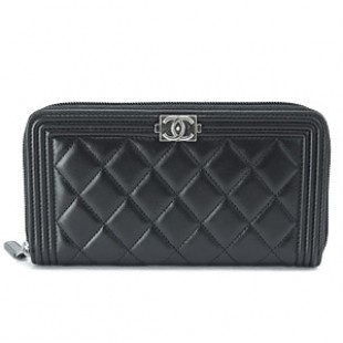 シャネル財布スーパーコピー ラウンドファスナー BOY CHANEL/ボーイシャネル キルティング マトラッセ レザー ブラック A80288 Y04639 NOIR - 商品画像 2
