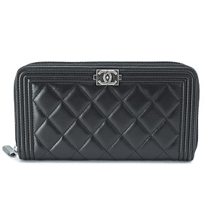 シャネル財布スーパーコピー ラウンドファスナー BOY CHANEL/ボーイシャネル キルティング マトラッセ レザー ブラック A80288 Y04639 NOIR - 商品画像 5