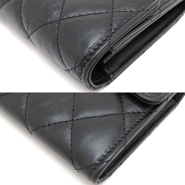 スーパーコピーシャネル ロング フラップ ウォレット マトラッセ 2.55 二つ折り財布 A80829 長財布 26676014 カーフ ゴールドカラー金具 ブラック 黒 CHANEL レディース - 商品画像 6