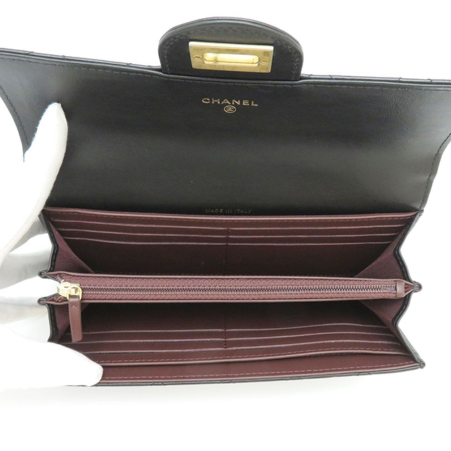 スーパーコピーシャネル ロング フラップ ウォレット マトラッセ 2.55 二つ折り財布 A80829 長財布 26676014 カーフ ゴールドカラー金具 ブラック 黒 CHANEL レディース - 商品画像 4