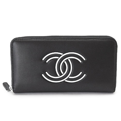 シャネル長財布コピー レディース CHANEL 財布 ラウンドファスナー CCココマーク レザー ブラック ×ホワイト 黒 A84124 Y01480 C0229 - 商品画像 5
