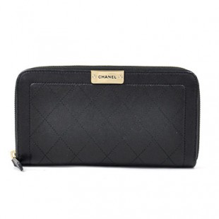 シャネルスーパーコピー ラウンドファスナー長財布 マトラッセ プレート ロゴマーク ブラック レザー CHANEL レディース A84300 - 商品画像 1