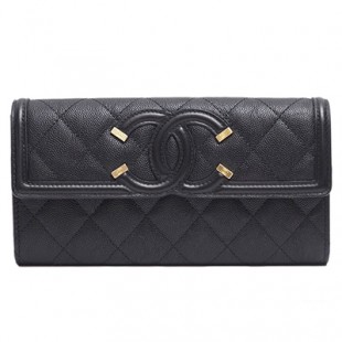 シャネル財布コピー ＣＣフィリグリー キャビアスキン フラップウォレット 黒/GO A84448 CHANEL - 商品画像 2