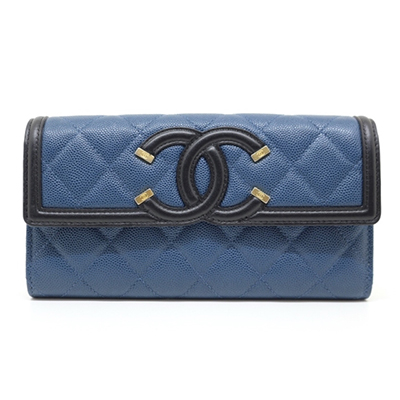 CHANELコピー シャネル サイフ･小物 ロングフラップウォレット ZIP長財布 ココマーク マトラッセ ZIP長財布 キャビア ゴールド金具 ネイビー A84448 - 商品画像 6
