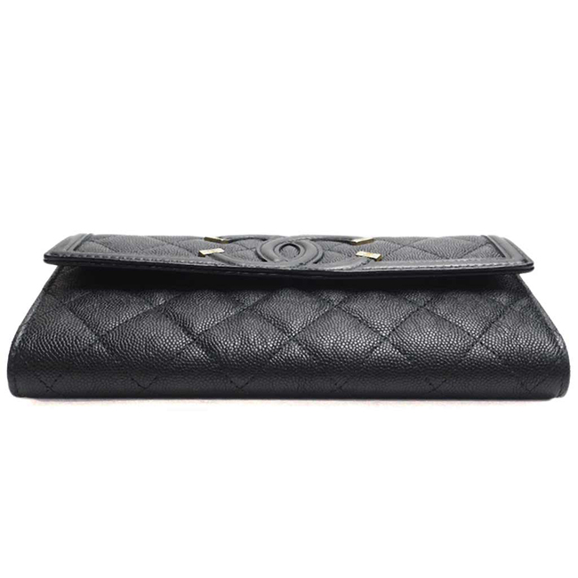 シャネル財布コピー ＣＣフィリグリー キャビアスキン フラップウォレット 黒/GO A84448 CHANEL - 商品画像 9