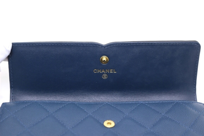 CHANELコピー シャネル サイフ･小物 ロングフラップウォレット ZIP長財布 ココマーク マトラッセ ZIP長財布 キャビア ゴールド金具 ネイビー A84448 - 商品画像 5