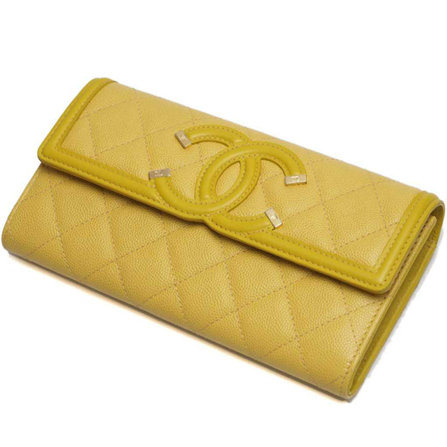 シャネル財布スーパーコピー CCフィリグリー ロング フラップウォレット イエロー/GO A84448 CHANEL - 商品画像 4