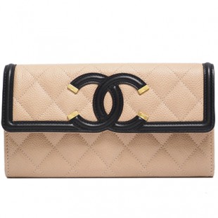 シャネルスーパーコピー財布 CCフィリグリー キャビアスキン フラップウォレット ベージュ×ブラック A84448 CHANEL - 商品画像 2