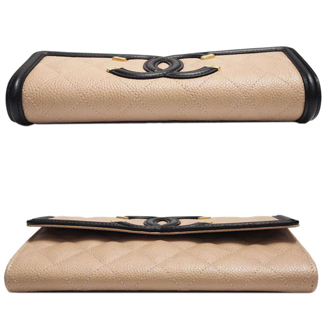 シャネルスーパーコピー財布 CCフィリグリー キャビアスキン フラップウォレット ベージュ×ブラック A84448 CHANEL - 商品画像 5