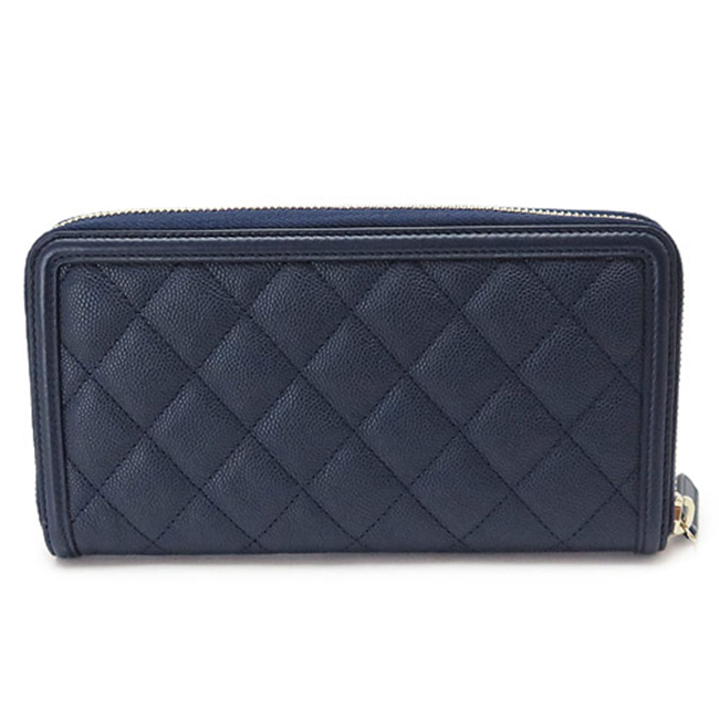 スーパーコピーシャネル 長財布 A84449 CAVIAR NAVY/GD CHANEL ラウンドファスナー キルティング ココマーク キャビアスキン レザー ネイビー - 商品画像 6