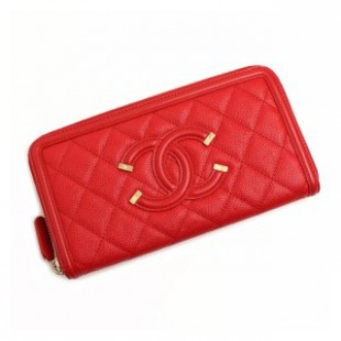 スーパーコピーCHANEL シャネル ジップ ラウンドファスナー 長財布 キャビアスキン A84449 「CC フリグリー FILIGREE」赤 ゴールド金具 CCマーク - 商品画像 2