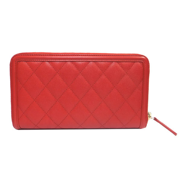 スーパーコピーCHANEL シャネル ジップ ラウンドファスナー 長財布 キャビアスキン A84449 「CC フリグリー FILIGREE」赤 ゴールド金具 CCマーク - 商品画像 3