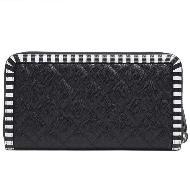 シャネル財布コピー CCフィリグリー ジップウォレット キャビアスキン 黒×黒白ボーダー/SV A84449 CHANEL - 商品画像 8