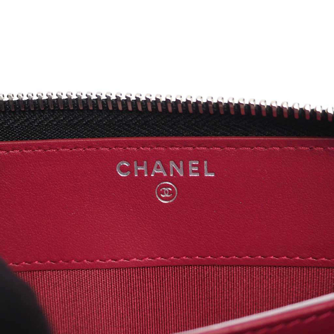 シャネル財布コピー CCフィリグリー ジップウォレット キャビアスキン 黒×黒白ボーダー/SV A84449 CHANEL - 商品画像 3