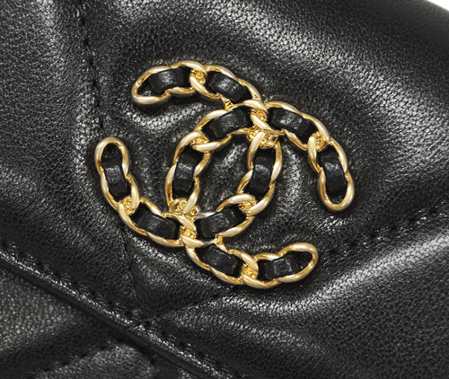 シャネル財布コピー AP0955 CHANEL 長札ファスナー 小銭入れ付き 長財布 CHANEL19 ロング フラップウォレット チェーン CC ブラックｘダークピンク ゴールド金具 - 商品画像 10