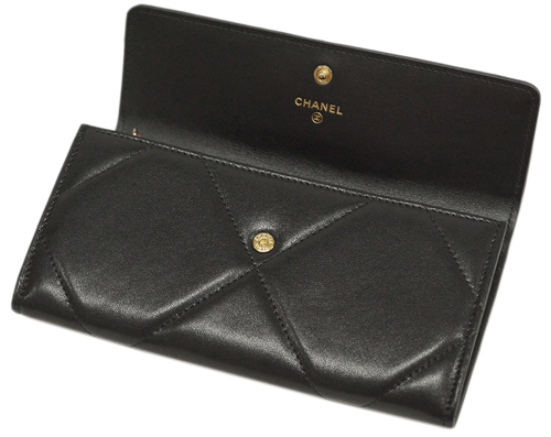 シャネル財布コピー AP0955 CHANEL 長札ファスナー 小銭入れ付き 長財布 CHANEL19 ロング フラップウォレット チェーン CC ブラックｘダークピンク ゴールド金具 - 商品画像 9