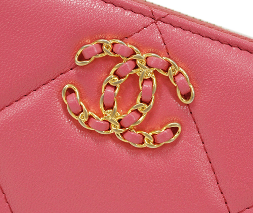 シャネルスーパーコピー財布 AP1063 CHANEL ラウンドファスナー長財布 CHANEL19 チェーン CC ラムスキン ピンク ゴールド金具 - 商品画像 5