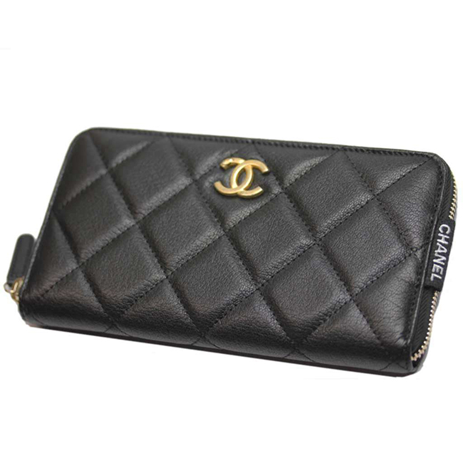 シャネルスーパーコピー財布 タグ付きメタルCCジップウォレット マトラッセ 黒/GO AP1150 CHANEL - 商品画像 4