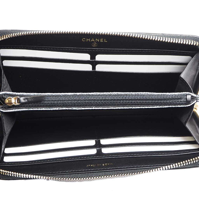 シャネルスーパーコピー財布 タグ付きメタルCCジップウォレット マトラッセ 黒/GO AP1150 CHANEL - 商品画像 6