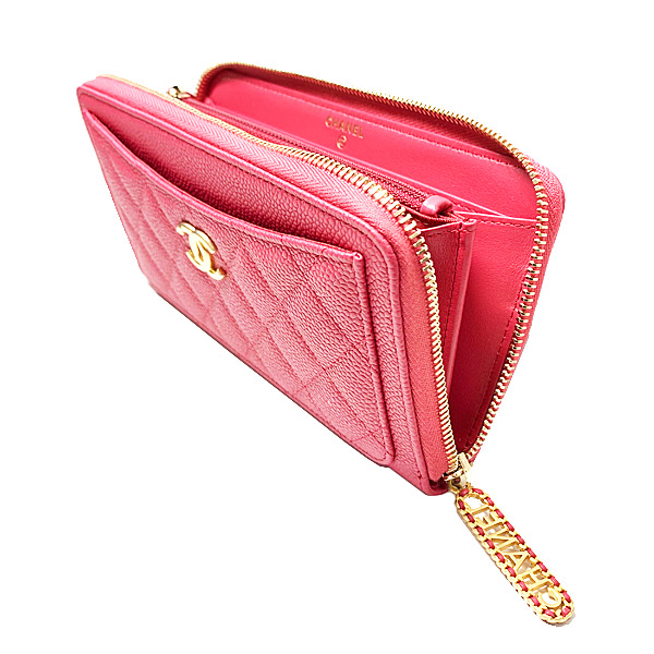 CHANELスーパーコピー コレクション パリジャンジャーニー ジップ ラウンドファスナー 長財布 AP1425B02849 N6511 CCマーク ローズピンク キャビアスキン ファスナー引き手 ゴールド金具 カメリア ラッピング - 商品画像 1