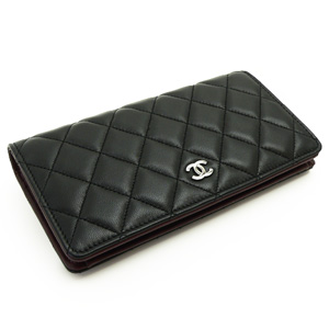 シャネルコピーCHANEL 長財布 二つ折り ココマーク キルティング マトラッセ ボルドー ラムスキン ブラック×ボルドー/SV A31509 Y01480 - 商品画像 4