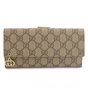 グッチコピー 長財布 GUCCI 212104 KGDDG 9768 財布 Wホック TESS GG PIERCE/GGピアス GGプラス/PVC ベージュ×ブラウン - 商品画像 1