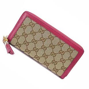 スーパーコピーグッチ 長財布 GUCCI 財布 ラウンドファスナー TASSEL/タッセル バンブー GG柄キャンバス ベージュ×ラズベリー 307984 F4G1G 8967 - 商品画像 1