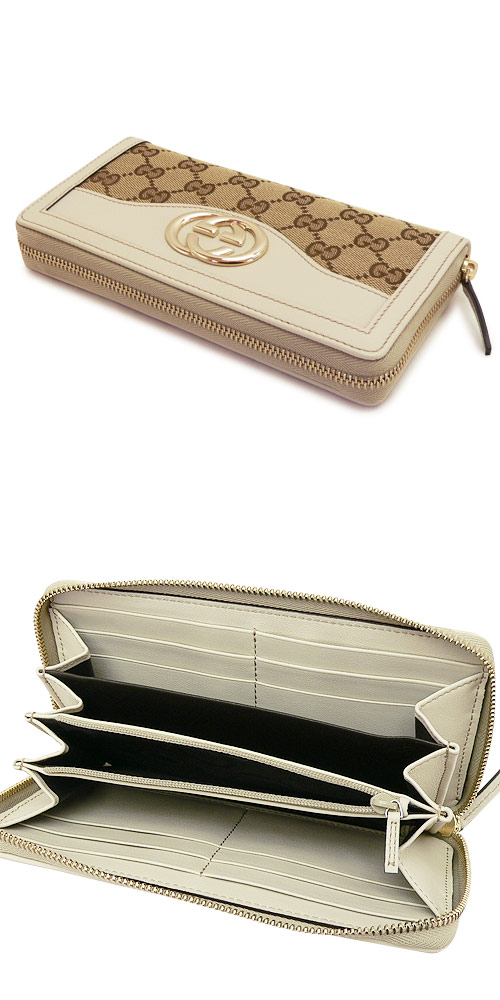 グッチコピー 長財布 GUCCI 財布 ラウンドファスナー SUKEY/スーキー GG柄キャンバス×レザー ベージュ×オフホワイト 308012 FAFXG 9761 - 商品画像 4