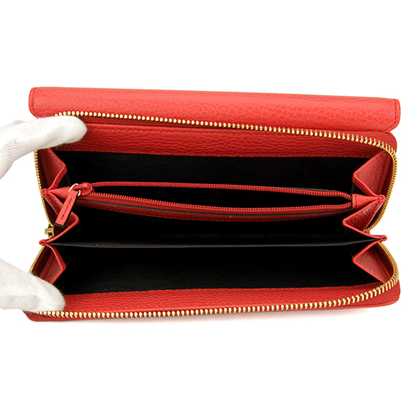 グッチ アウトレット 長財布 GUCCI OUTLET 347112 CAO0G 6511 財布 ユニセックス RED レッド 赤 型押し ロゴ エンボス コンチネンタルウォレット 上品 シンプル 多機能 トラベル - 商品画像 1