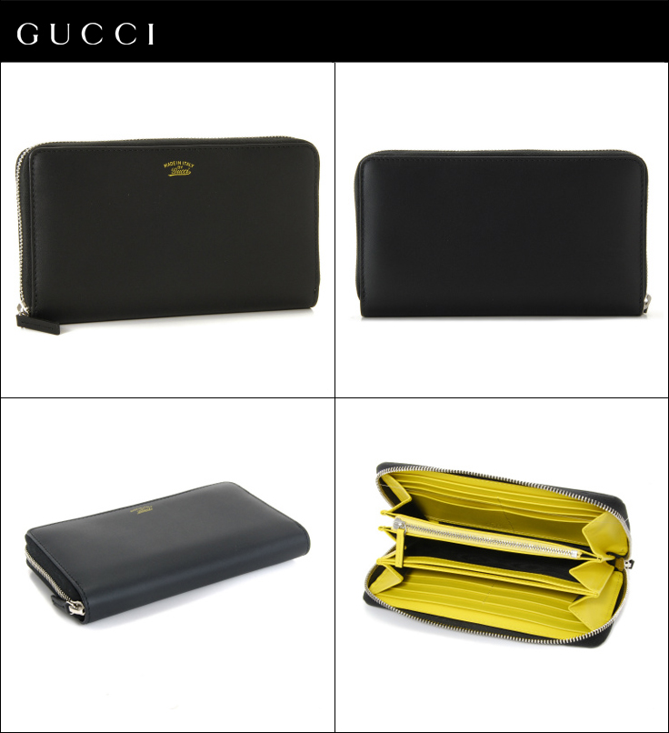 グッチコピー/GUCCI 財布 メンズ カーフ ラウンドファスナー長財布 ブラック×イエロー 2015年春夏新作 368378-BGHIN-1087 - 商品画像 2