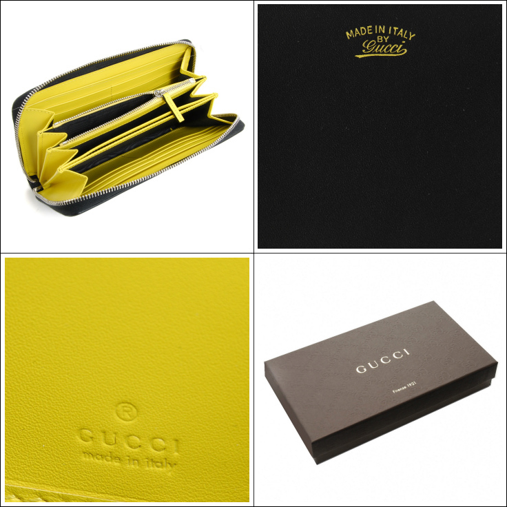 グッチコピー/GUCCI 財布 メンズ カーフ ラウンドファスナー長財布 ブラック×イエロー 2015年春夏新作 368378-BGHIN-1087 - 商品画像 4