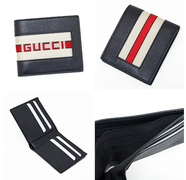コピーグッチ GUCCI レザー ロゴウェブライン ウォレット 折財布 小銭入れなし ブラック [メンズ] 408827 CWGRN 1094 - 商品画像 2