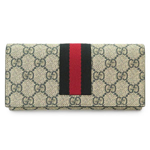 グッチコピー 長財布 GUCCI 財布 二つ折りフラップ 『2016年秋冬新作』WEB PVC GG柄 スプリームキャンバス ベージュ×ネイビー 408830 KHN4N 4080 - 商品画像 4